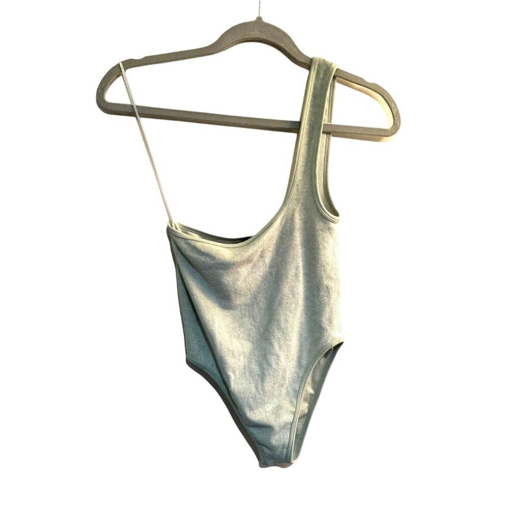 NWT ZARA green terrycloth one shoulder body suit size XS/S